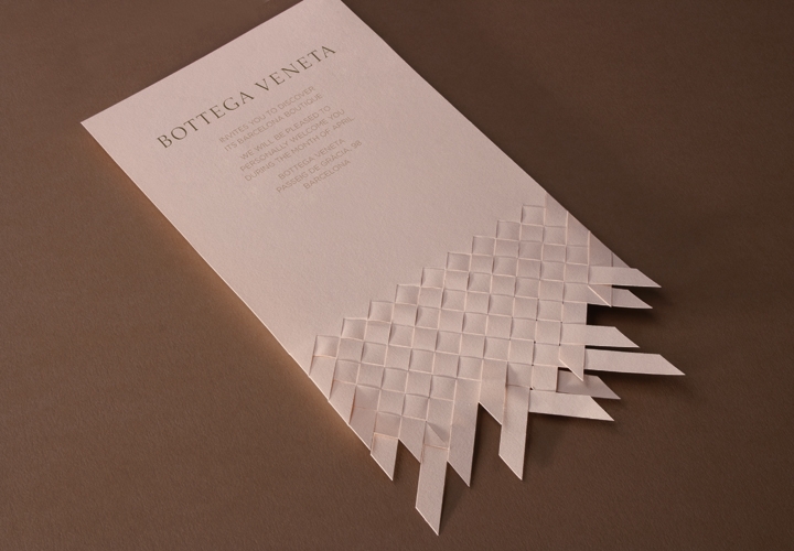 Invitation design proposal for the opening of Bottega Veneta's flagship store in Barcelona. 2012