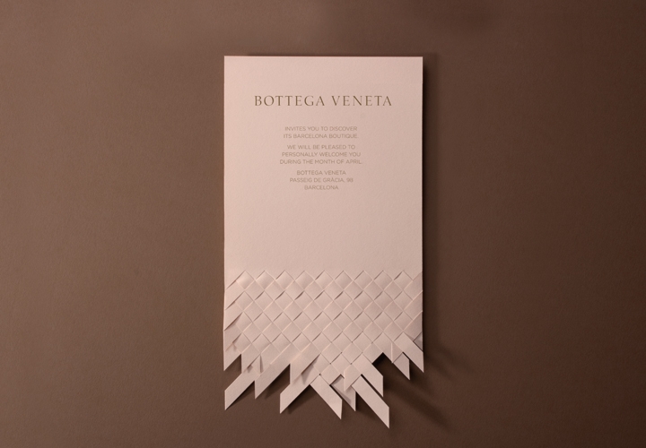 Invitation design proposal for the opening of Bottega Veneta's flagship store in Barcelona. 2012